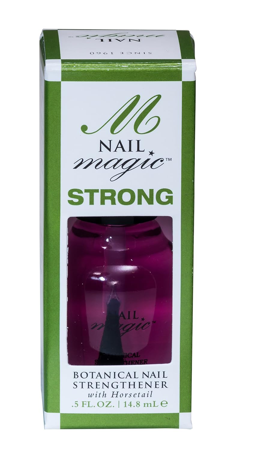 Nail Magic Fingernail Strengthener, Strengthen Brittle Nails with this Silica Rich Horsetail herb Botanical Nail Strengthener, Toluene Formaldehyde and DBP Free - 0.5 fluid ounces : Beauty