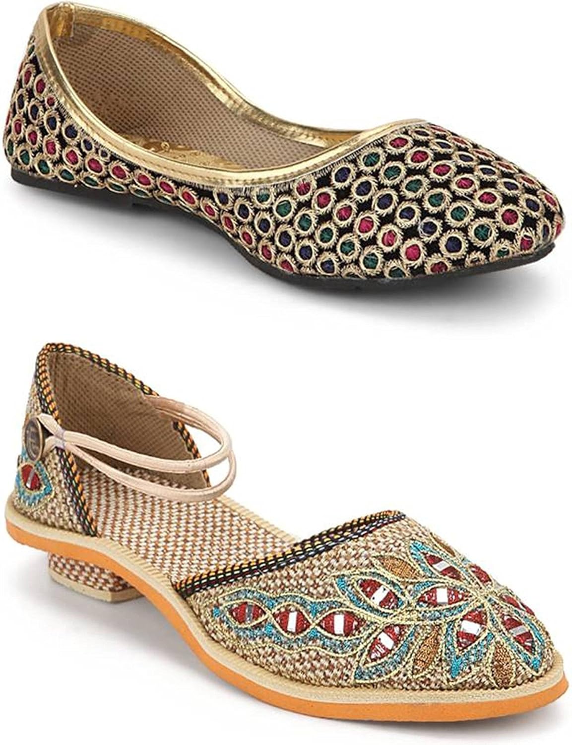 red choice collection women ethnic jutti & jaipuri sandal combo of 2 pair (combo of 2)