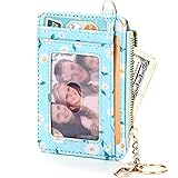 FEITH&FELLY Women Credit Card Holder with Keychain Slim Minimalist Front Pocket Wallet RFID Blocking
