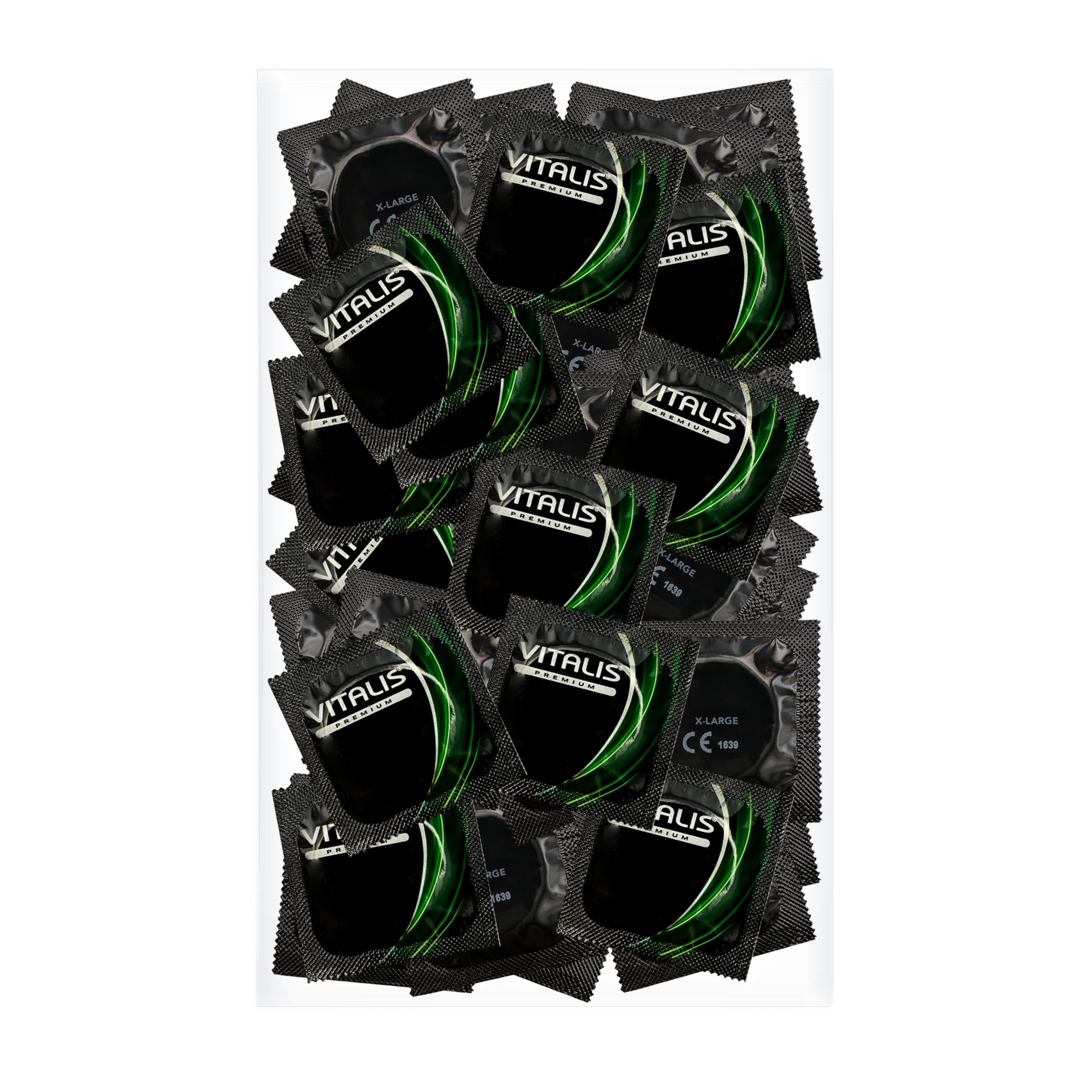 VITALIS 100 Condoms Pack XL I Nominal Width 57 mm I Sensitive Transparent Condoms Extra Large I 100 Premium Condoms with Silicone-Based Lubricant I Soft Condoms for Men