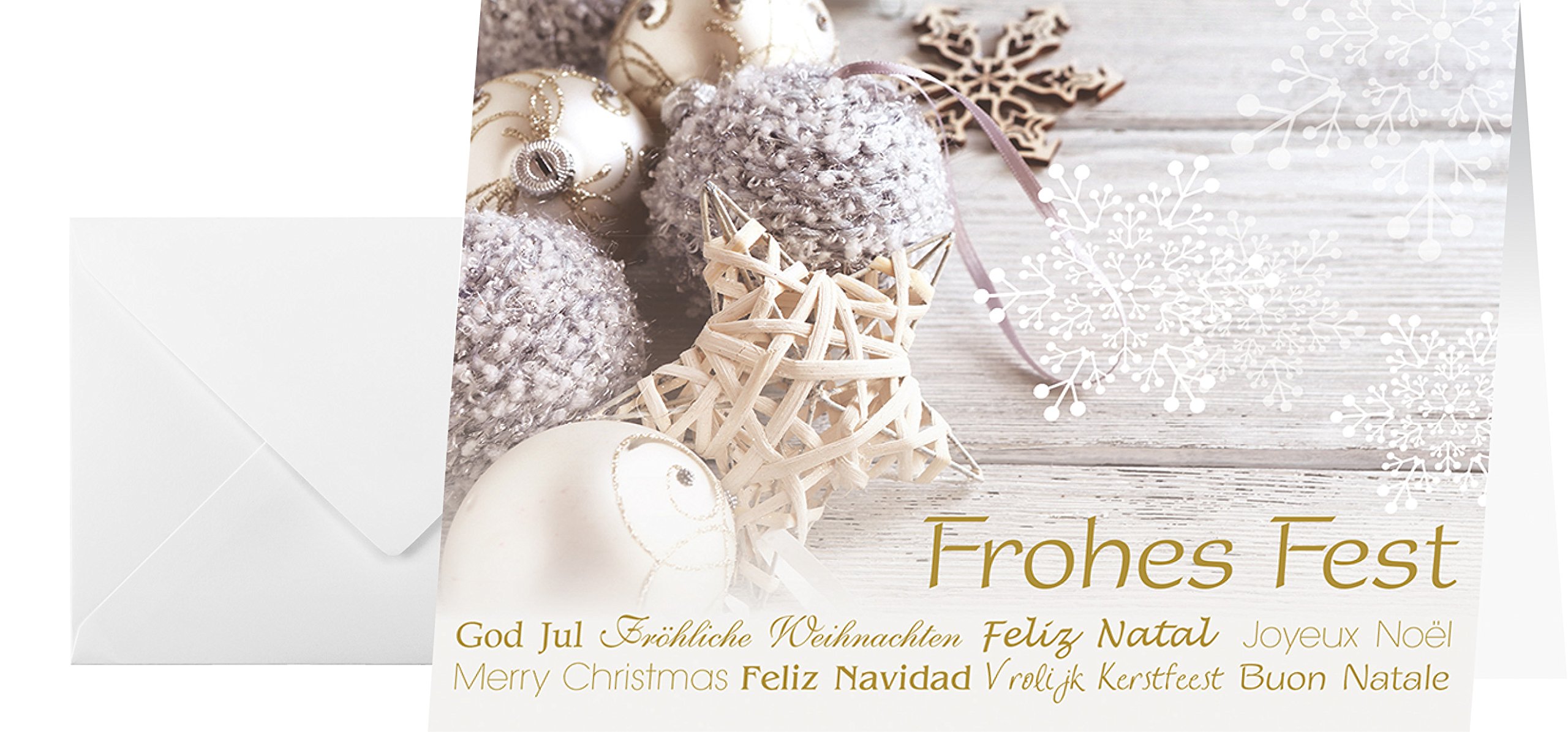 SIGEL DS034 25 Christmas or greeting cards with envelope, Christmas decorations design, 10.5 x 14.8 cm, grey, beige and gold, easy to print