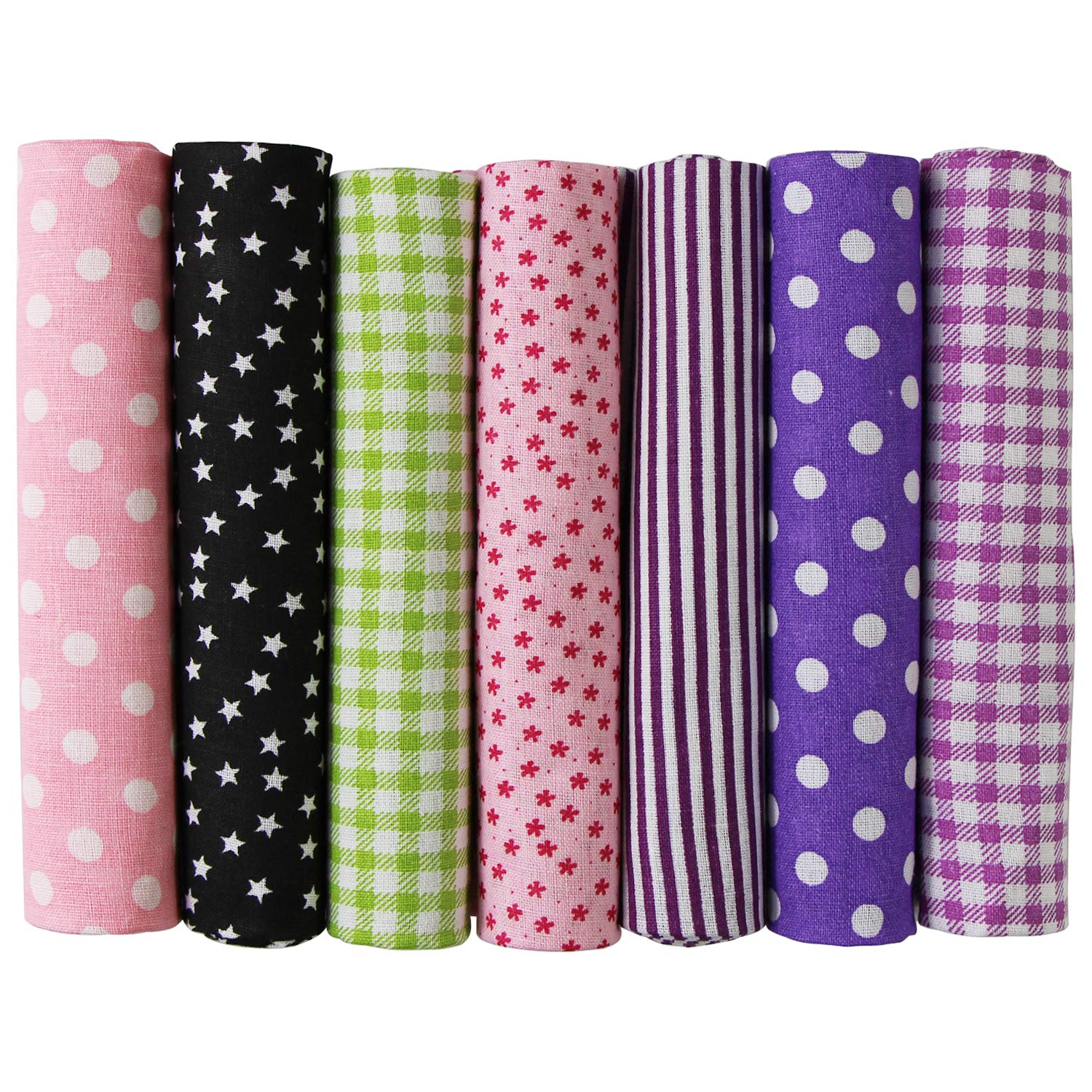 UOOOM 7pcs 50 x 50cm Patchwork Cotton Fabric Bundle Charm Cotton Fabric DIY Handmade Sewing Quilting Fabric Different Designs (# A002)