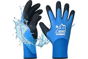 OriStout Winter Work Gloves for Men and Women, Touchscreen, Waterproof Gloves for Working in Freezer, Fishing and Gardening, Thermal Insulated, Super Grip, Blue, Medium