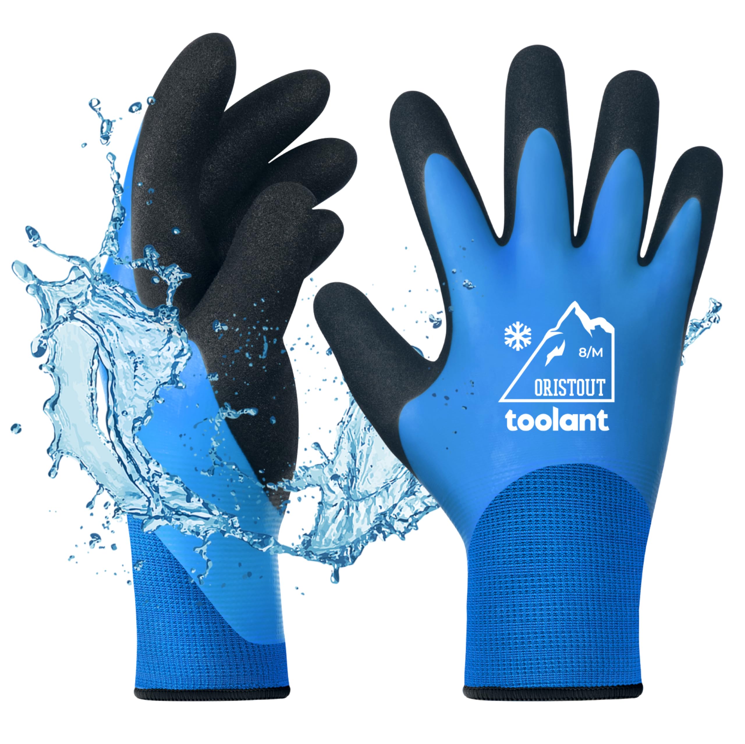 OriStout Thermal Work Gloves for Cold Weather, Waterproof Winter Gloves, Touchscreen, Super Grip, for Gardening, Fishing, Car Washing, Working in Freezer, Blue, Medium — image 1