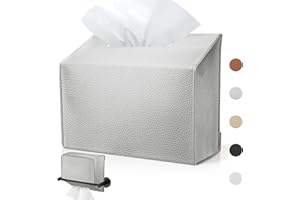 QUISBE Disposable Hand Towel Box Cover Compatible with Kleenex Disposable Paper Hand Towels, Leather Tissue Box Cover Holder for Bathroom Holder (Silver-1 Pack)