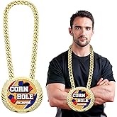 Soulchen Cornhole Chain Award Medal, 5 x 6'' Trophy with 34'' Neck Chain | Funny Cornhole Trophy, Gold Plastic Medal, for Contest Reward Field Day Family Reunions Tailgating
