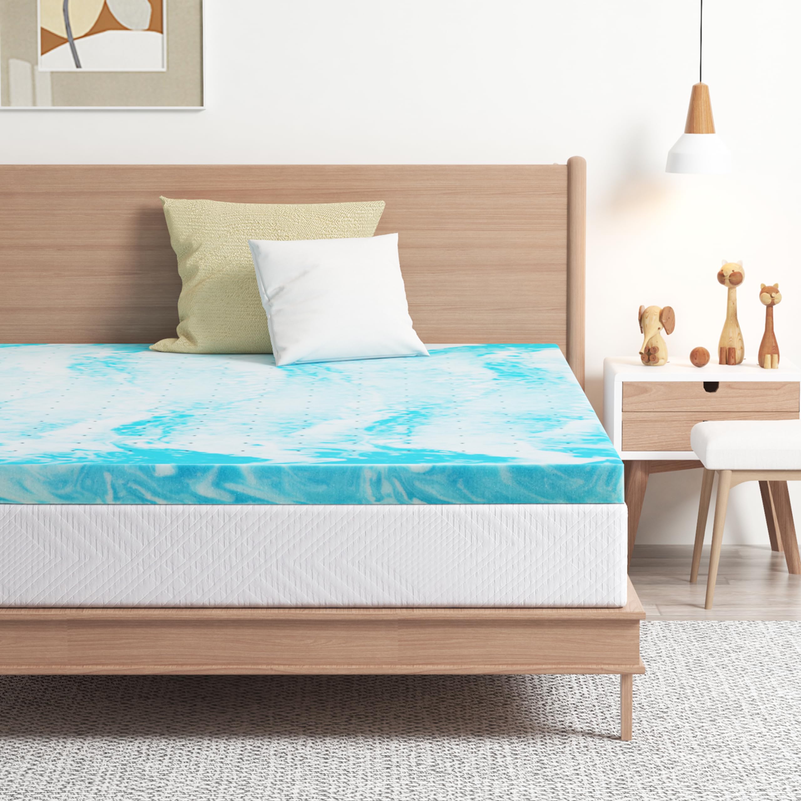 EGOHOME Topper 2 Inch Full Memory Foam Mattress Topper, Gel Foam Mattress Topper for Pressure Relief, Ventilated Design Bed Topper in a Box, CertiPUR-US Certified, 54"×75", Medium Image