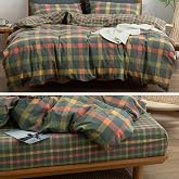 VM VOUGEMARKET Plaid Duvet Cover Set Queen + 1 Matching Fittedd Sheet Queen