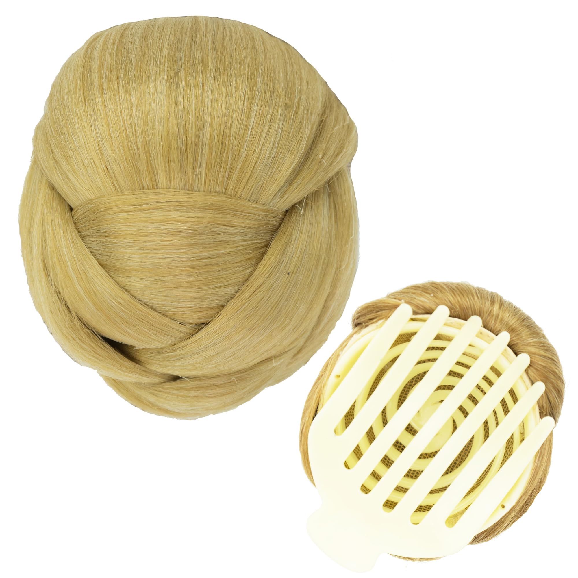 IMISSU Braided Chignon Dancer Hair Donut Hairpieces Scrunchie Claw Hair Bun Updo for Wedding Party (M5 Ash Blonde)