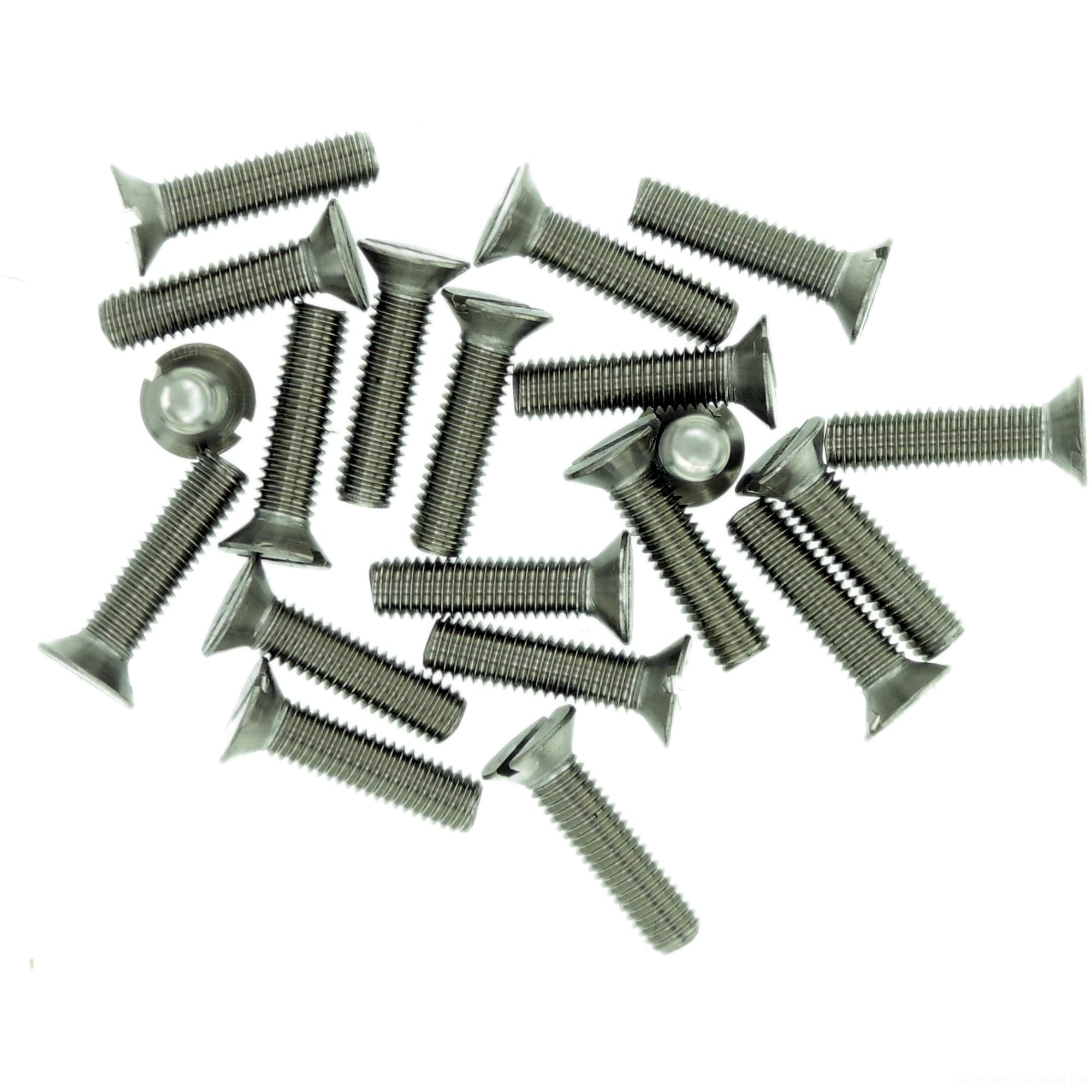 M1.2 (1.2mm x 12mm) Slot Countersunk Machine Screw (Bolt) - Stainless Steel (A2) (Pack of 20)