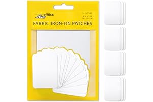 ZEFFFKA Premium Quality Fabric Iron-on Patches Inside & Outside Strongest Glue 100% Cotton White Repair Decorating Kit 12 Pie