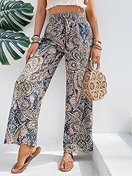 OYOANGLE Women's Boho Paisley Print High Elastic