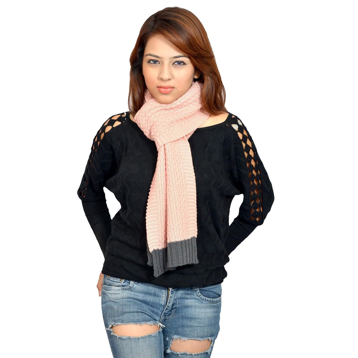 513 knitted self design women's muffler