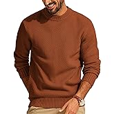 PJ PAUL JONES Mens Sweater Waffle Knit Crewneck Sweater Textured Long Sleeve Pullover