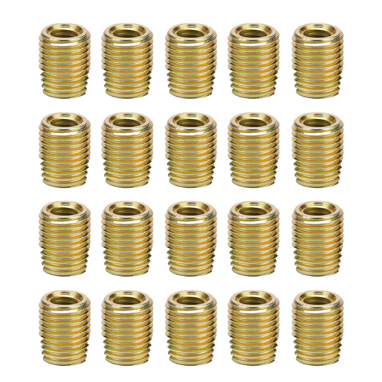 20-Piece Carbon Steel Thread Inserts Self-Tapping Screws Repair Accessories Sizes: M10*1.5 & M14*1.5 Length: 18mm (0.7in)