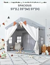 besrey 2-in-1 Kids Play House Tent Indoor with Lights Grey view 8
