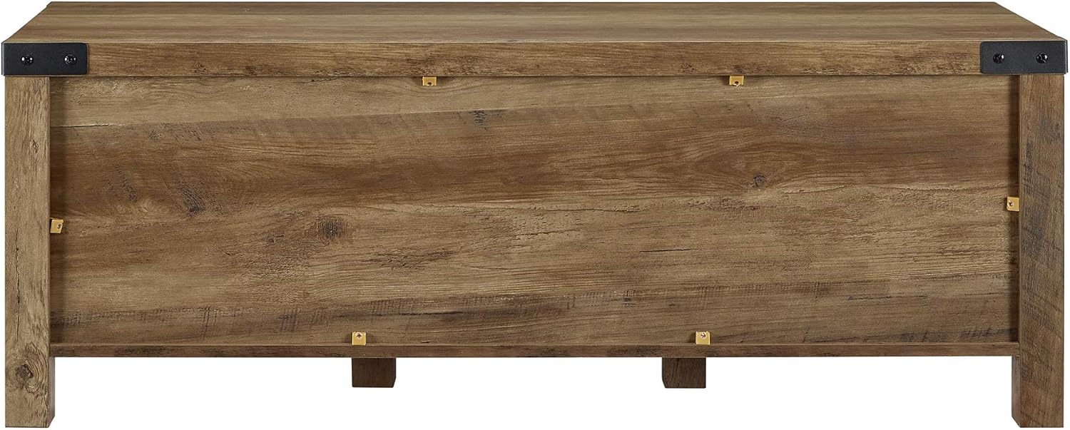 Walker Edison Furniture Company Rustic Modern Farmhouse Wood and Metal Entryway Shoe Storage Bench Hallway Organizer, Reclaimed Barnwood: Kitchen & Dining