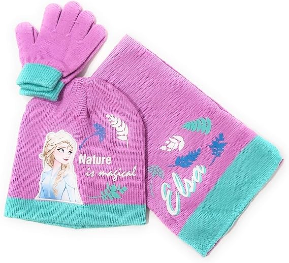 Set Bonnet + Gants + écharpe La Reine Des Neiges - Taille 52 (3-6 Ans), Licence Officielle, Neuf Avec étiquettes