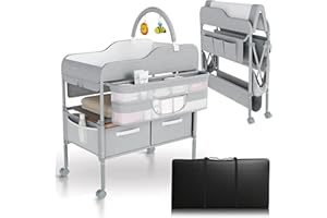 FFFROG Baby Changing Table, Versatile Folding Changing Table, Waterproof Diaper Changing Station, Adjustable Height with 2 Dr