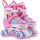 Gonex Roller Skates for Girls Kids Boys Women with All Light Up Wheels，Adjustable Rollerskates for Beginners Toddler Youth, Gift for Indoor Outdoor