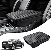 Autorder Center Console Cover for 2019-2025 2026 Dodge Ram 1500/2500/3500 Accessories Armrest Cushion Cover Nappa Leather Middle Console Covers Console Cushion Pad Anti-Scratch(Bucket Seat Only)