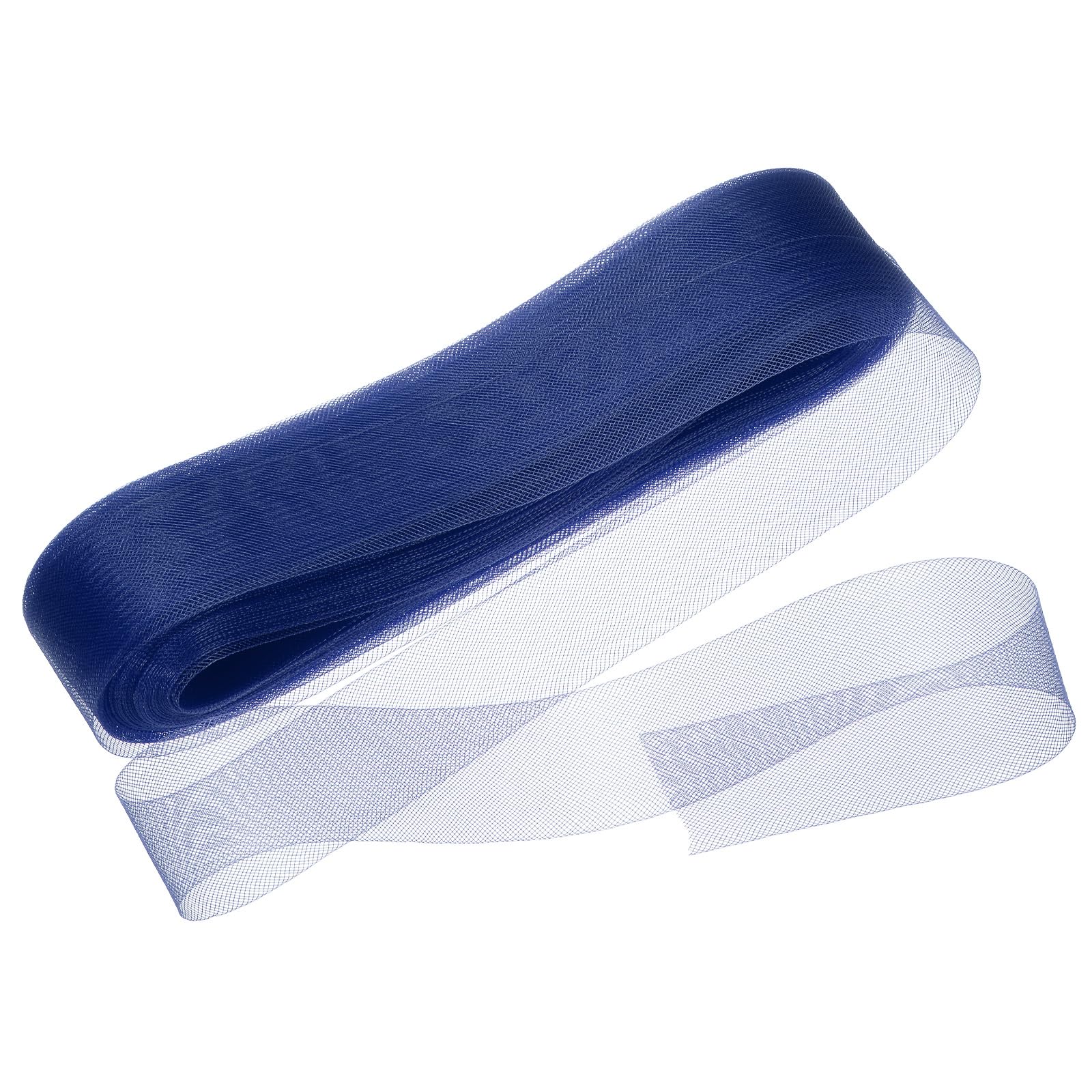 M METERXITY Stiff Horsehair Braid 2 Inch Wide 50 Yards Soft Polyester Horsehair Braid Roll for Wedding Dress/Dance Formal Dress Accessories/Skirt Boning Sewing Shaping [Dark Blue]