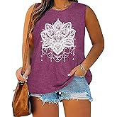 Plus Size Tops for Women Sleeveless Summer Tank Top Loose Fit Casual Tunics Shirts