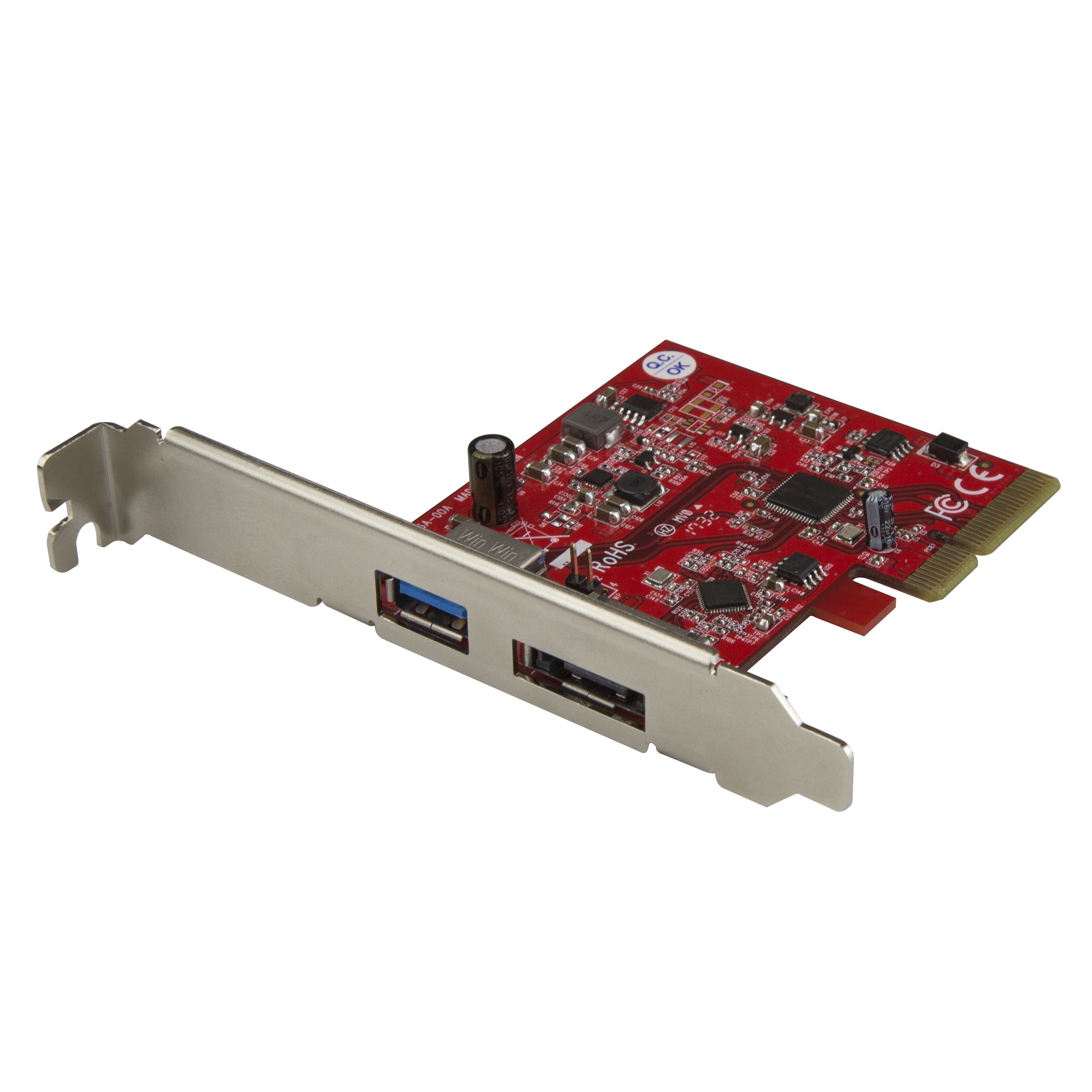 StarTech.com 2-Port USB 3.1 Gen 1(10Gbps) and eSATA(6Gbps) PCIe Card - PCI Express Controller Card - 1x USB-A and 1x eSATA (PEXUSB311A1E)
