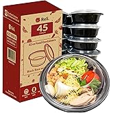 Reli. Meal Prep Containers, 32 oz. | 45 Pack | Reusable Meal Prep Bowls/Food Containers | Microwavable Bowls with Airtight Lids, Black Food Storage