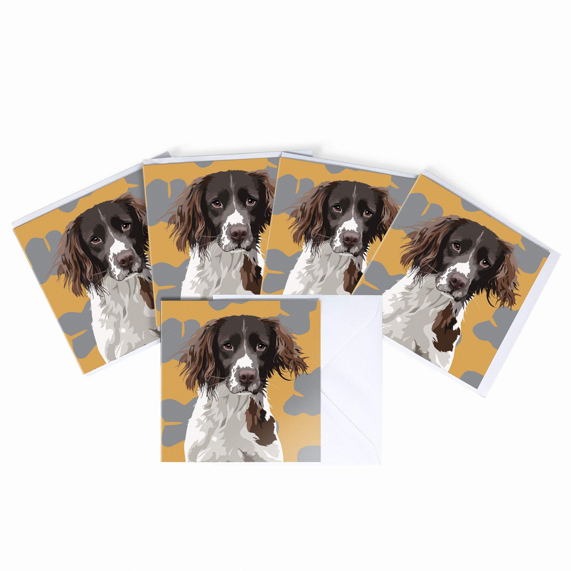 Springer Spaniel Blank Greeting Card by Leslie Gerry - Pack of 5 Multipack