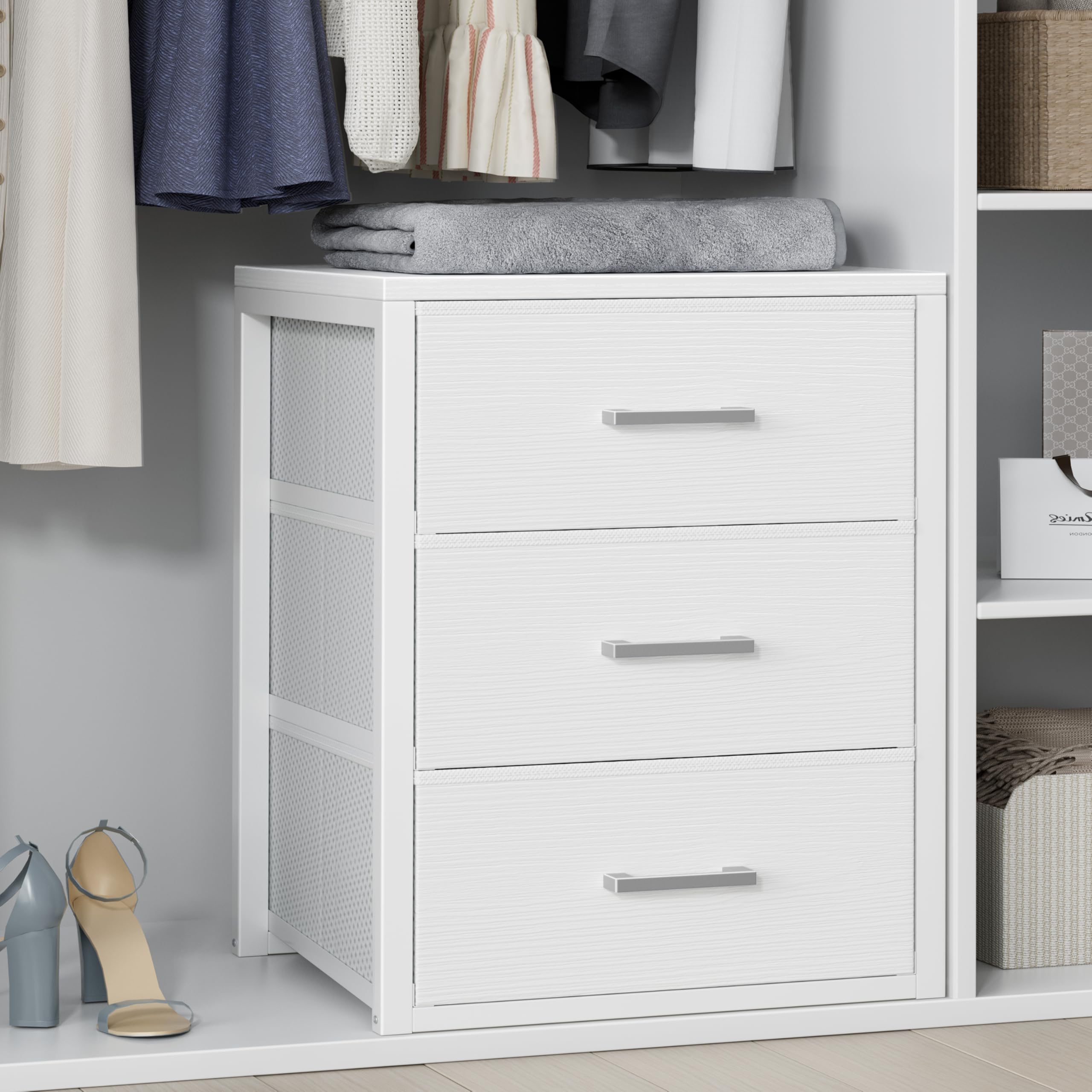 Photo 1 of BOLUO Closet Drawers White Fabric 3 Drawer Small Dresser for Closet Organizers and Storage Bedroom Dorm Modern