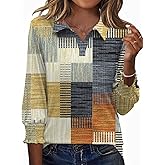 Ivicoer Womens 3/4 Length Sleeves Polo Shirts Collared Tops Business Casual Blouses Basic Tees Trendy Outfits Spring Clothes