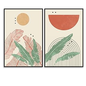 SIGNWIN 2 Piece Framed Canvas Wall Art Minimalism...