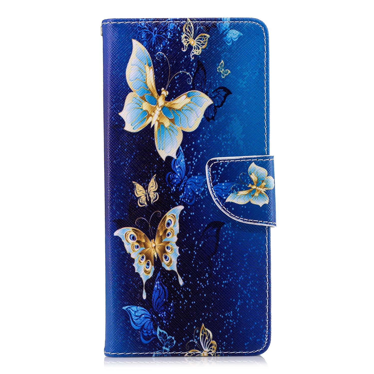 for Samsung Galaxy A12 / M12 Phone Case, Samsung A12 / M12 Case Flip Shockproof PU Leather Folio Wallet Cover with Card Holder Stand Silicone Bumper Protector Case for Girls, Blue Butterfly — image 1