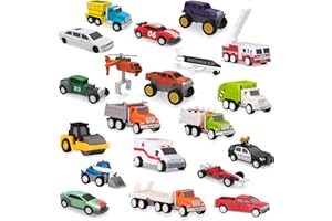 Driven by Battat – 20-Pack Pocket Fleet Toy Vehicle Set – Includes Airplane, Monster Truck, Construction & Rescue Cars – Durable Toys for Imaginative Play – for Kids Ages 3+