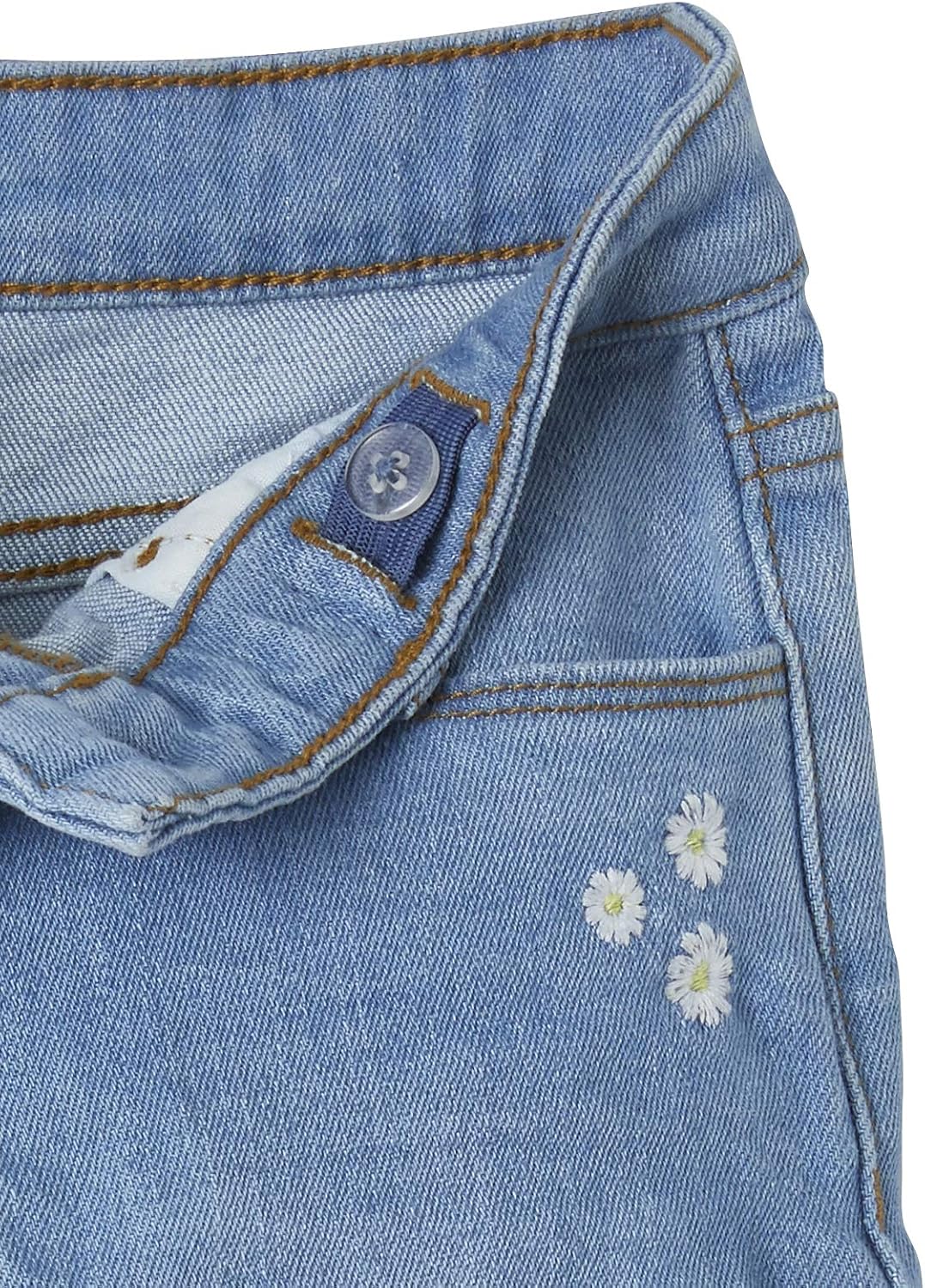 Short en jean brodé - Bleu denim/fleurs - FEMME | H&M FR