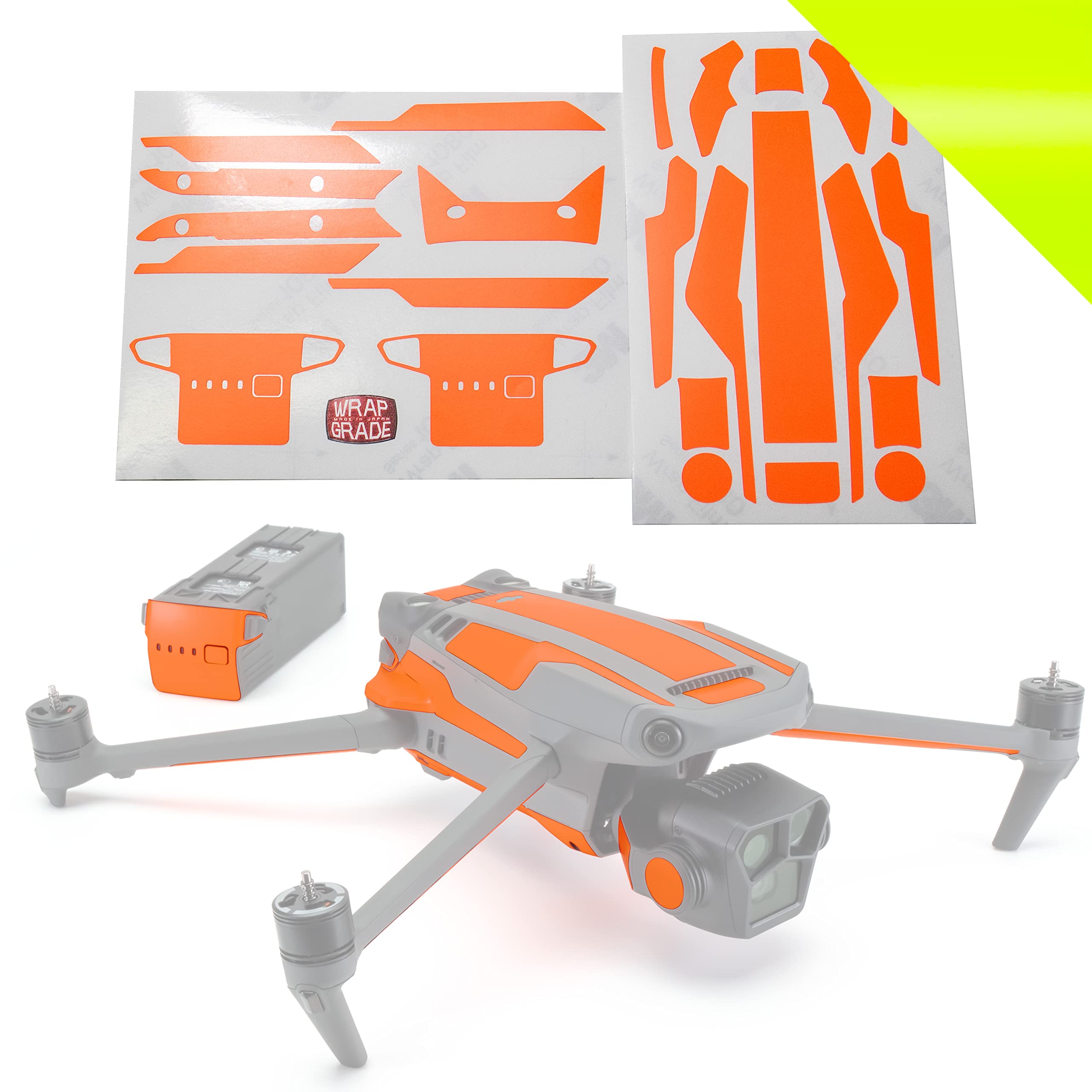WRAPGRADE Skin Stickers for Mavic 3 Pro/Mavic 3 Classic | Accent Color (NEON YELLOW/Pro) — image 1