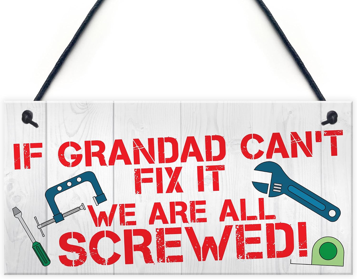 Red Ocean Grandad Fix It Screwed Man Cave Garage Shed Hanging Plaque Dad Gift Sign Funny, Multicolor