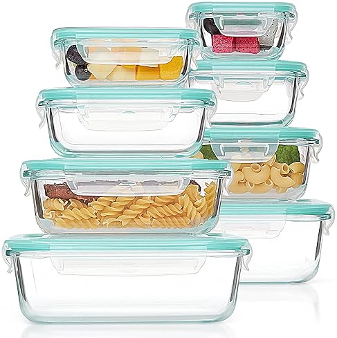 Storage & Organization - Vtopmart 8 Pack Glass Food Storage Containers with Airtight Lids, Glass Meal Prep Containers, Lunch Office Meal for Microwave, Oven, Freezer and Dishwasher, BPA Free