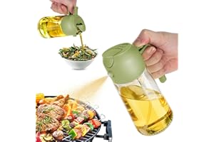 TrendPlain 470ml Olive Oil Spray Bottle for Kitchen Gadgets - 2 in 1 Olive Oil Dispenser Bottle and Air Fryer Accessories for