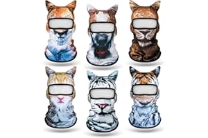 Cutecrop 6 Pcs 3D Cat Ski Masks Funny Dog Balaclava Face Covers Animal Cycling Masks for Cosplay Winter Halloween Outdoor