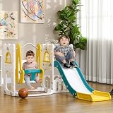 AIYAPLAY 6-in-1 Toddler Swing Slide Set Climber Baby Playground Basketball view 2