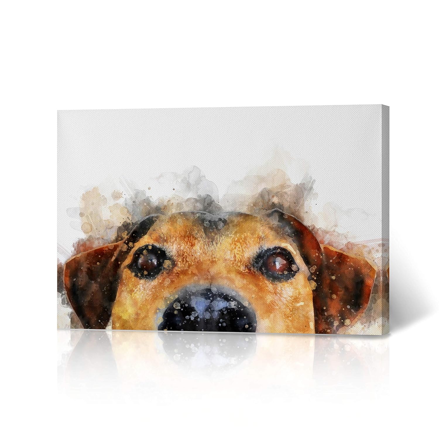 Cute Dog Face Canvas Print Watercolor Paint White