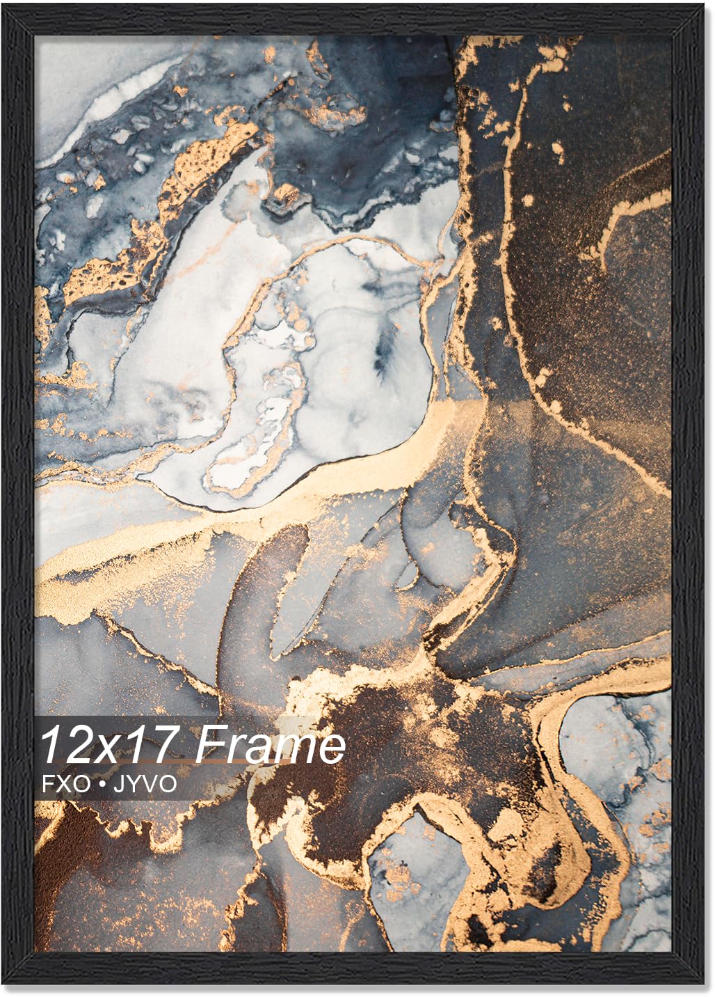 Photo 1 of Fxojyvo Engineered Wood 12x17 Picture Frame, Black Frame for 12 x 17 Inch Picture Poster Photo, Light Weight 12 by 17 Frame with Wood-grain for Wall - 1 Pack/Black/12 x17