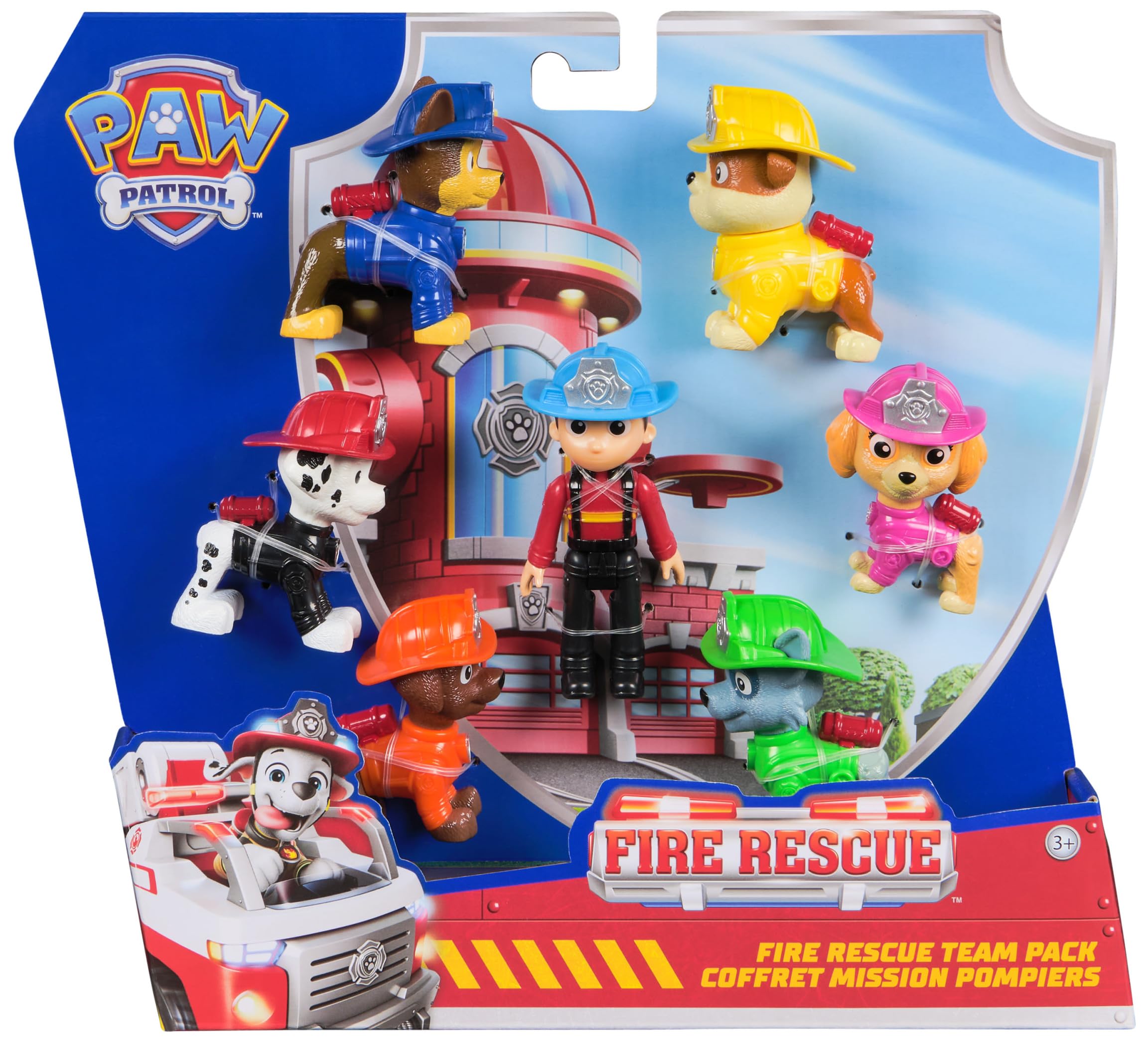 PAW PATROL Fire Rescue - Feuerwehr-Hundefiguren Geschenkset mit 7 Spielfiguren zum Sammeln, Spielzeug für Kinder ab 3 Jahren 3