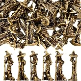 Teyva Daily 50 Pcs Halloween Mini Brass Color Witch Figurine with Broom Cat | Miniature Witch Statue to Hide, Tiny Gothic Halloween Decor Collectibles, for DIY Craft, Micro Outdoor Landscape Home Decor