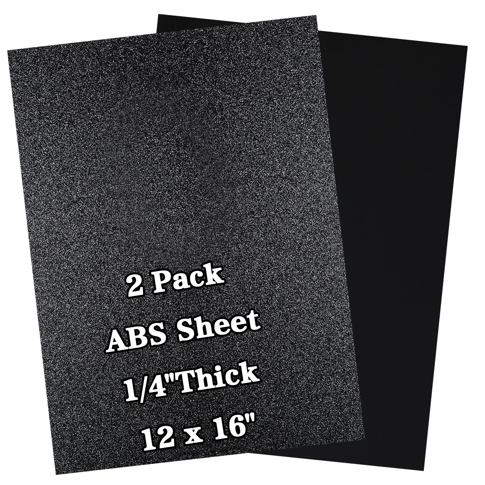 Photo 1 of 2 Pack ABS Plastic Sheet 12" x 16" x 1/4" Thick (6mm) Black Rigid Moldable Thermoplastic Board for Crafts, DIY Projects, Home Decor - Textured & Smooth Surface