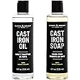 CARON & DOUCET - Cast Iron Cleaning & Conditioning Set: Seasoning Oil & Cleaning Soap | 100% Plant-Based & Best for Cleaning 