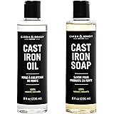 Caron & Doucet - Cast Iron Cleaning & Conditioning Set: Seasoning Oil & Cleaning Soap | 100% Plant-Based & Best for Cleaning