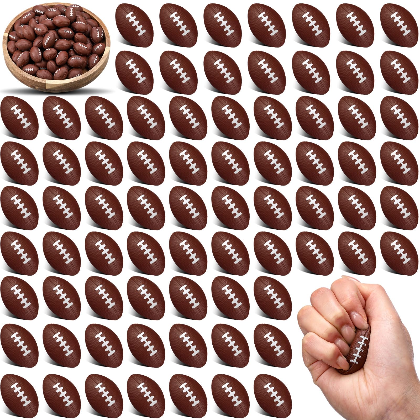 Jerify 250 Pack Mini Footballs Stress Balls Bulk 1.4 Inch Small Soft ...